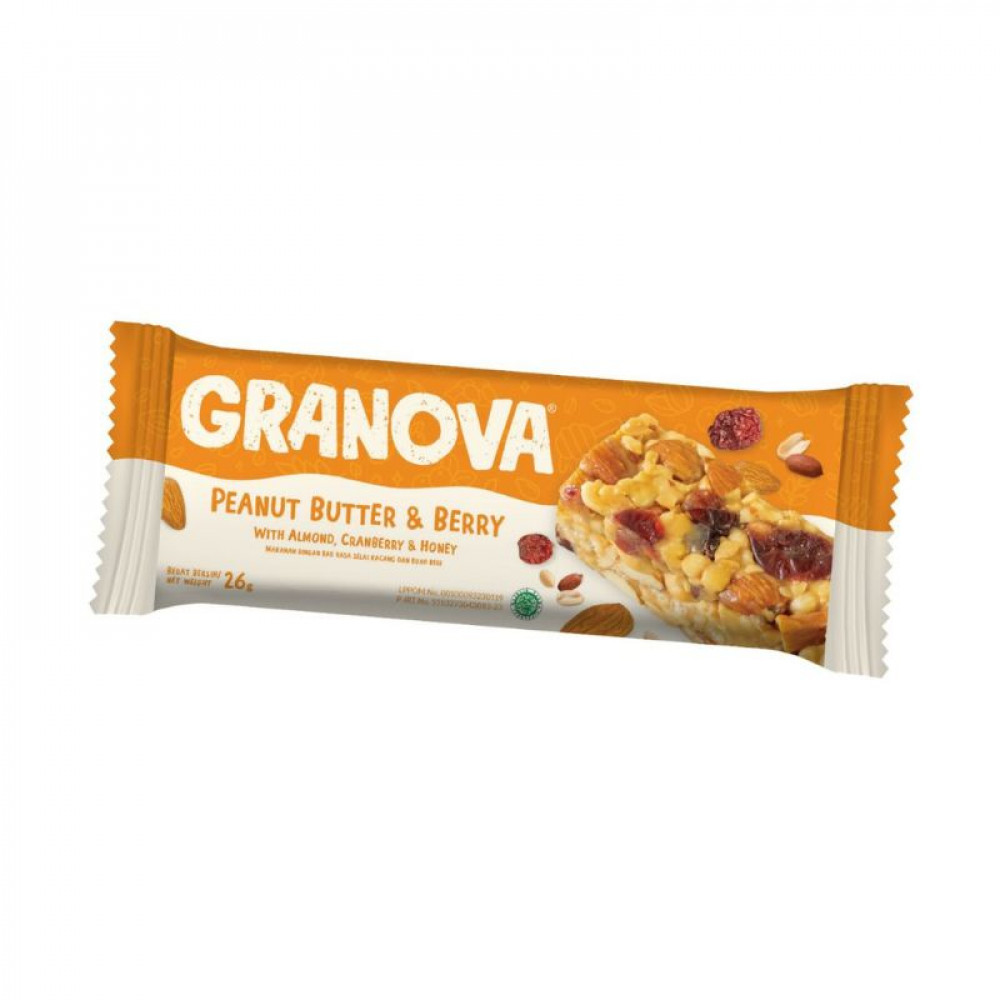 GRANOVA Peanut Butter & Berry with Almond, Cranberry & Honey Energy Bar 26g Halal